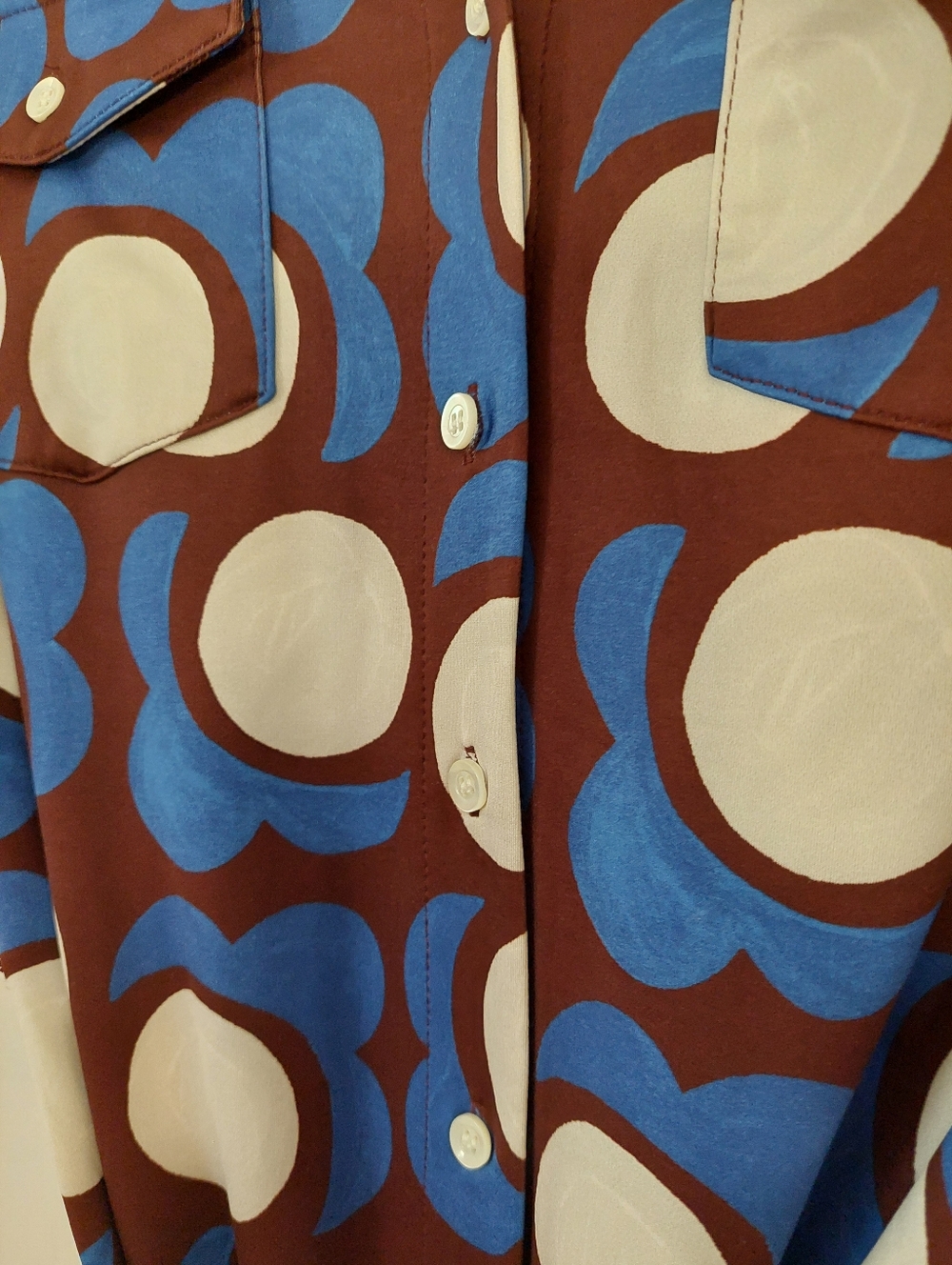 J.Mclaughlin Blue & White Polka Midi Shirt Dress with Belt Medium - Picture 5 of 6